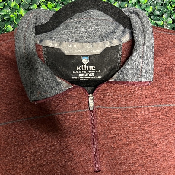 Kuhl 1/4 Zip lightweight Pullover Sweater burgundy red and Gray Sz XXL - Picture 2 of 8